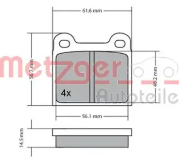 Комплект тормозных колодок, дисковый тормоз METZGER 1170003