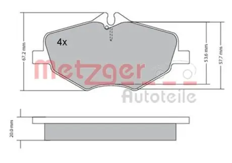 Комплект тормозных колодок, дисковый тормоз METZGER 1170087