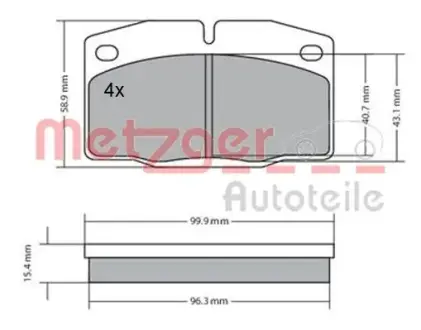 Комплект тормозных колодок, дисковый тормоз METZGER 1170234