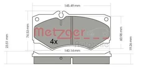 Комплект тормозных колодок, дисковый тормоз METZGER 1170351