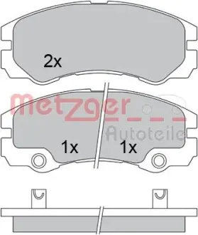 Комплект тормозных колодок, дисковый тормоз METZGER 1170363