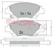 Комплект тормозных колодок, дисковый тормоз METZGER 1170367 (фото 1)