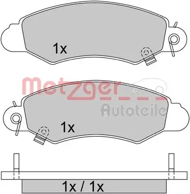 Комплект тормозных колодок, дисковый тормоз METZGER 1170457 (фото 1)