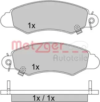 Комплект тормозных колодок, дисковый тормоз METZGER 1170457
