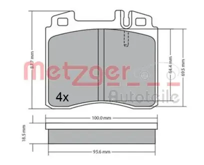 Комплект тормозных колодок, дисковый тормоз METZGER 1170530