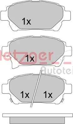Комплект тормозных колодок, дисковый тормоз METZGER 1170586 (фото 1)