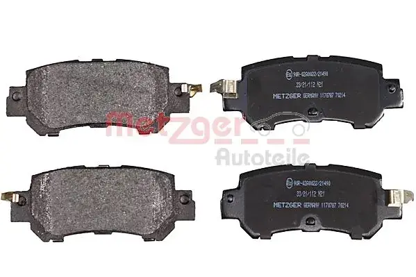 Комплект тормозных колодок, дисковый тормоз METZGER 1170787 (фото 1)