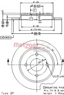 Тормозной диск METZGER 14331V