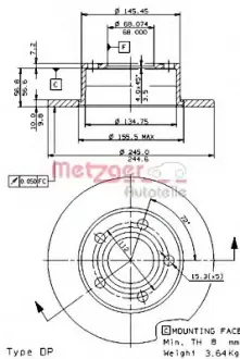тормозной диск METZGER 14475