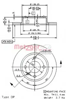 Тормозной диск METZGER 14636E