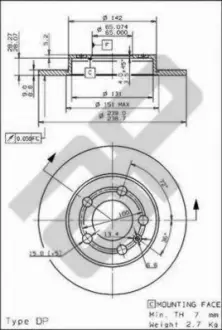 Тормозной диск METZGER 14841V