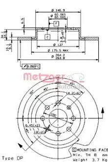 Тормозной диск METZGER 14865