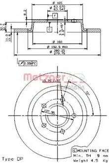 Тормозной диск METZGER 14901V