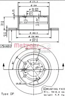 Тормозной диск METZGER 14906