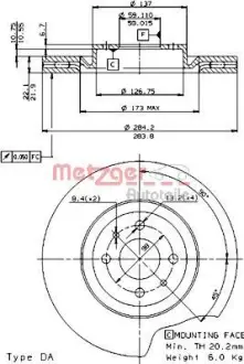 Тормозной диск METZGER 24273E