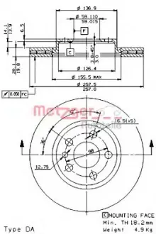 Тормозной диск METZGER 24593E