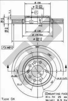 Тормозной диск METZGER 24844V