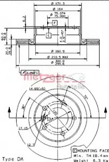 Тормозной диск METZGER 24968V