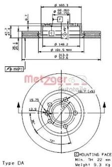 Тормозной диск METZGER 24969