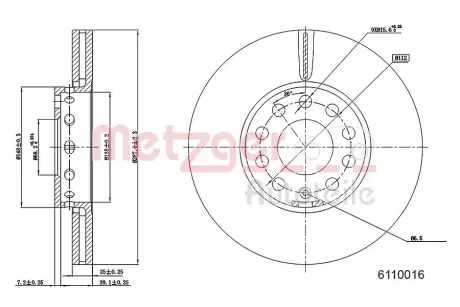 Тормозной диск METZGER 6110016