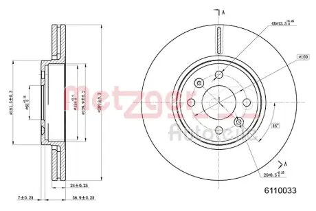 Тормозной диск METZGER 6110033