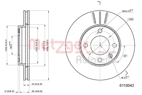 Тормозной диск METZGER 6110042