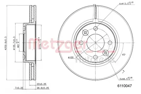 Тормозной диск METZGER 6110047