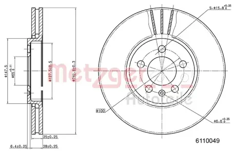 тормозной диск METZGER 6110049