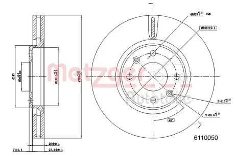 Тормозной диск METZGER 6110050