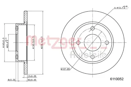 Тормозной диск METZGER 6110052