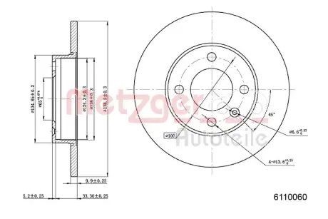 Тормозной диск METZGER 6110060