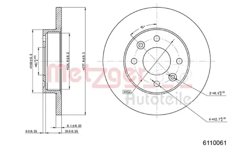 Тормозной диск METZGER 6110061