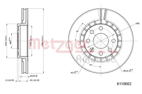 Тормозной диск METZGER 6110062