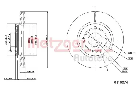 Тормозной диск METZGER 6110074