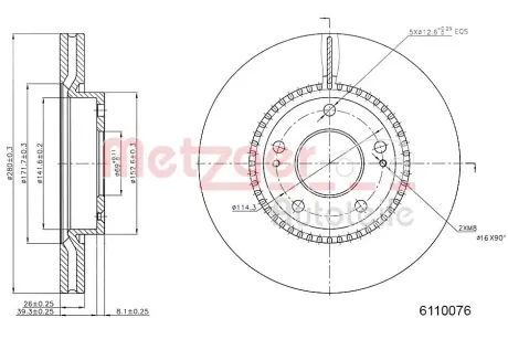 Тормозной диск METZGER 6110076