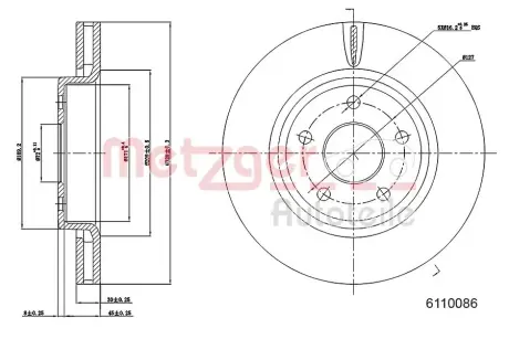 Тормозной диск METZGER 6110086
