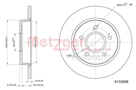 Тормозной диск METZGER 6110088