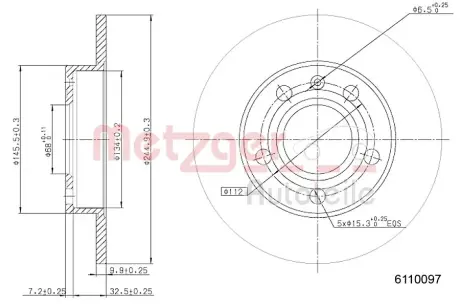 Тормозной диск METZGER 6110097