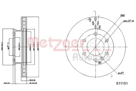 Тормозной диск METZGER 6110151