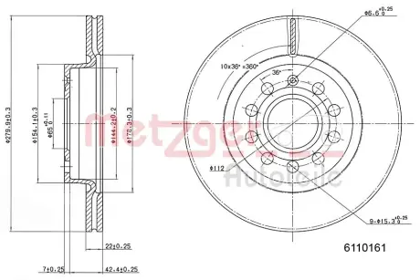 Тормозной диск METZGER 6110161
