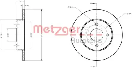 Тормозной диск METZGER 6110220