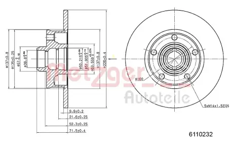Тормозной диск METZGER 6110232