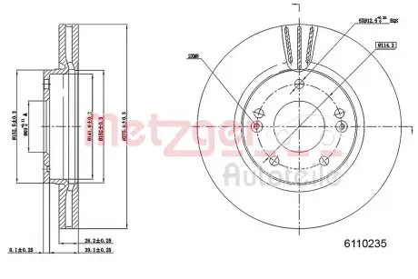 Тормозной диск METZGER 6110235