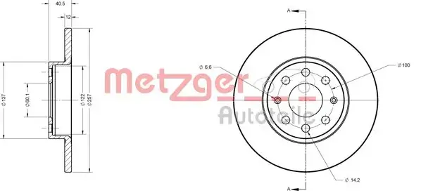 Тормозной диск METZGER 6110246 (фото 1)