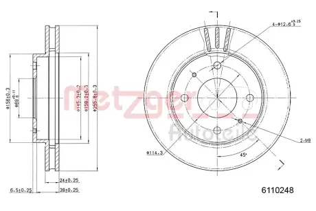 Тормозной диск METZGER 6110248