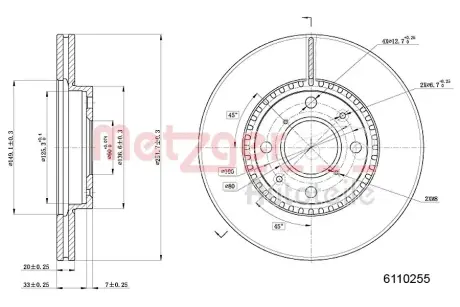 Тормозной диск METZGER 6110255