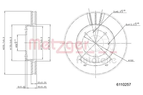 Тормозной диск METZGER 6110257