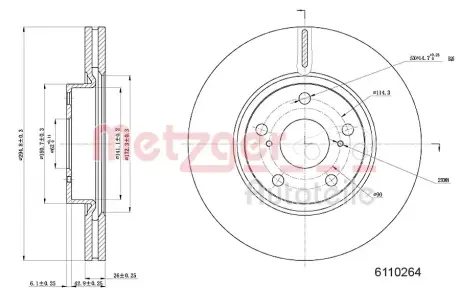 Тормозной диск METZGER 6110264
