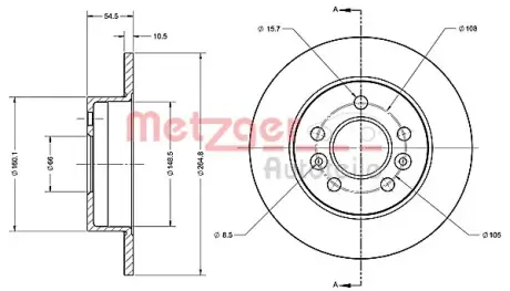 Тормозной диск METZGER 6110273