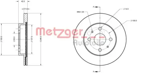 Тормозной диск METZGER 6110277